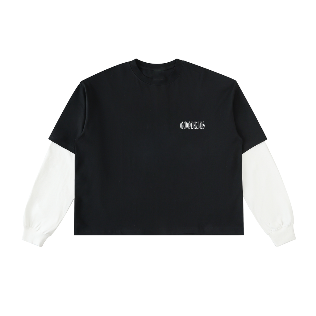 Good Kids Layered Contrast Sleeve Cotton T-Shirt
